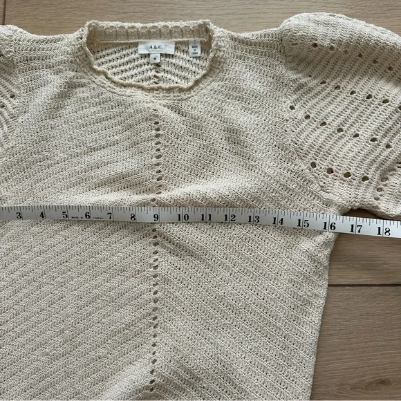 A.L.C. Juliana Top Medium Opal Cream Pointelle Knit - Picture 5 of 6